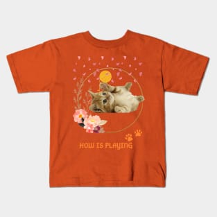 Who is enjoying playtime with my pretty cat? Kids T-Shirt